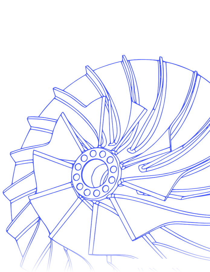 Line drawing of a precision-cast impeller